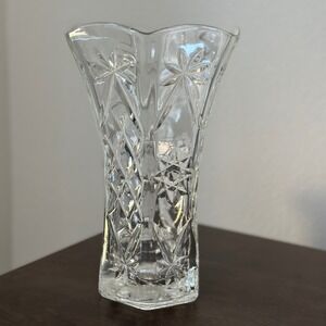 Anchor Hocking "EAPC" Star of David Crystal Clear Glass Starburst Geometric Vase